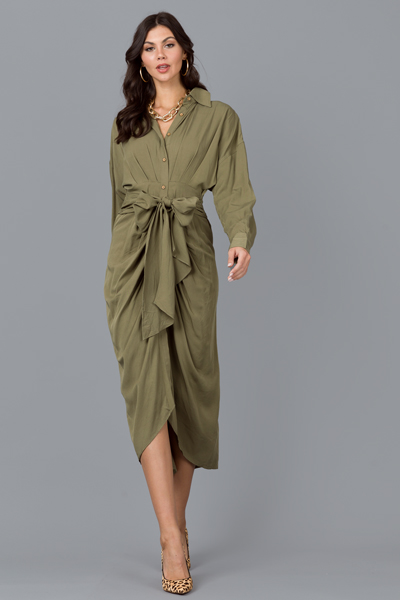 Rebecca Button Tie Midi, Green