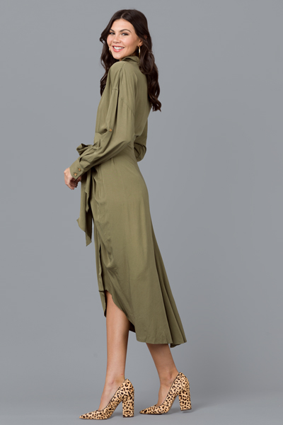Rebecca Button Tie Midi, Green