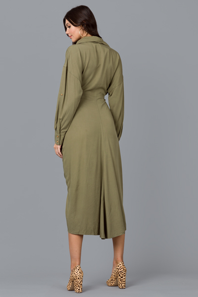 Rebecca Button Tie Midi, Green