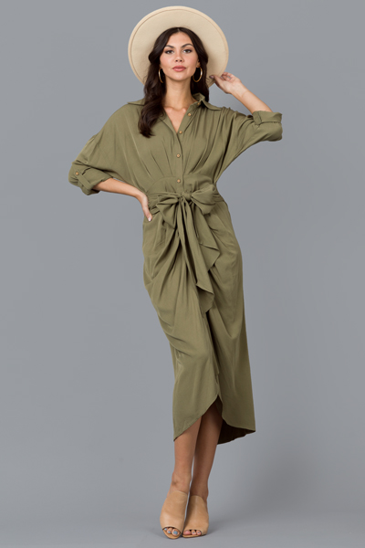 Rebecca Button Tie Midi, Green