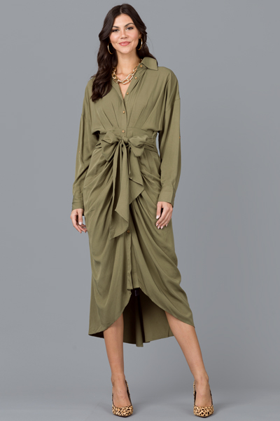 Rebecca Button Tie Midi, Green