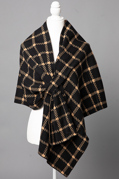 Sophisticated Sweater Wrap, Camel Plaid