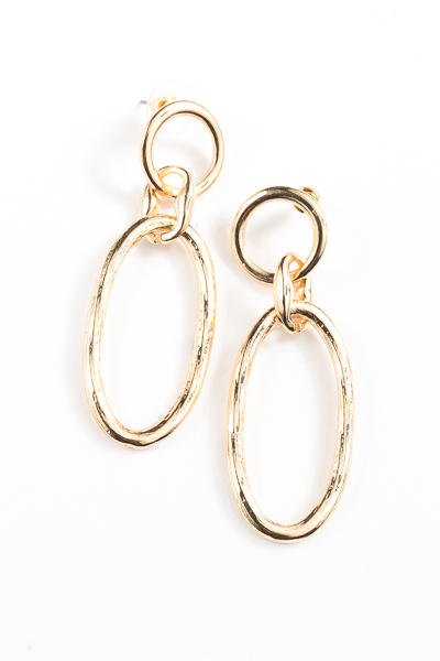 Circle & Oval Link Earring, Gold