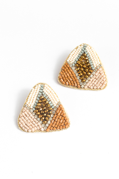 Triangle Bead Earrings, Lt. Brown