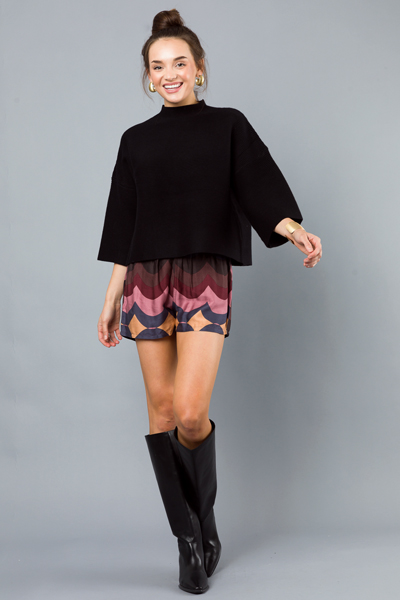 Scallop Print Shorts, Pink/Brown