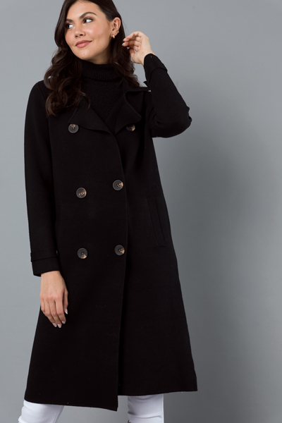 Belted Sweater Coat, Black