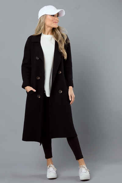 Belted Sweater Coat, Black