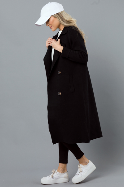 Belted Sweater Coat, Black