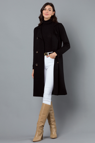 Belted Sweater Coat, Black