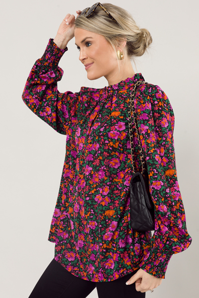 Black Bold Floral Blouse