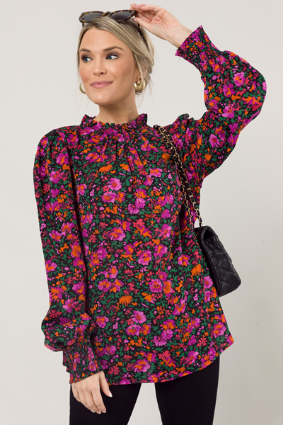 Black Bold Floral Blouse