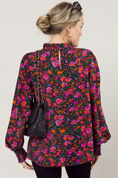 Black Bold Floral Blouse