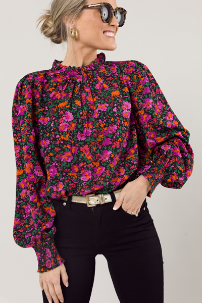 Black Bold Floral Blouse