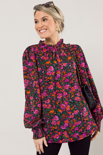 Black Bold Floral Blouse