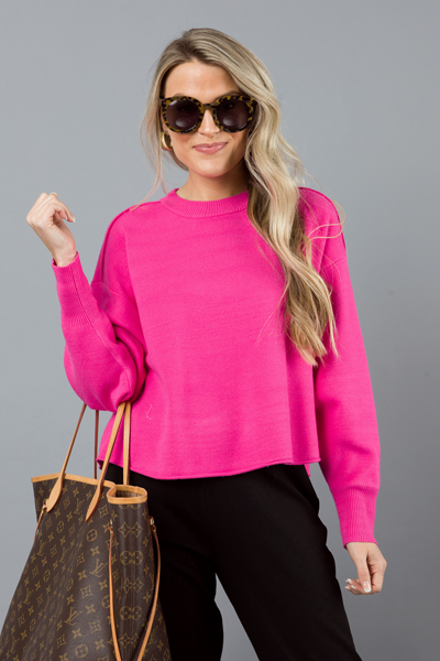 Tilly Crop Sweater, Fuchsia