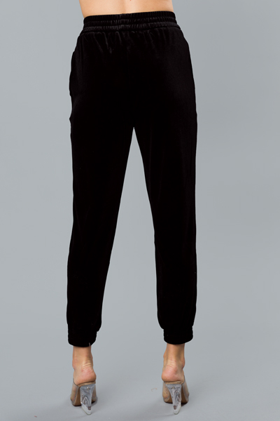 Velvet Pull On Joggers, Black