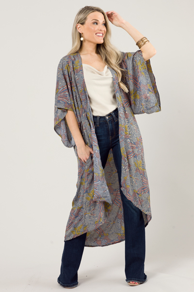 Stars Aligned Kimono, Blue Grey