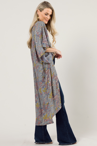 Stars Aligned Kimono, Blue Grey