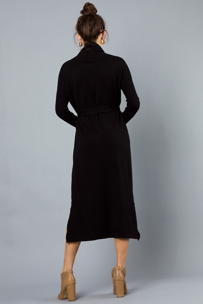 Belted Sweater Midi, Black