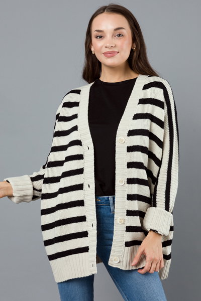 Black Stripe Shawl Cardi main image 1