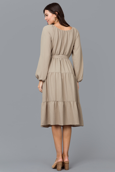 Carlyn Belted Texture Midi, Olive