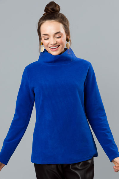 Fleece Mock Neck Pullover, Royal