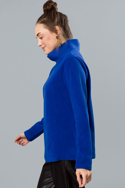 Fleece Mock Neck Pullover, Royal