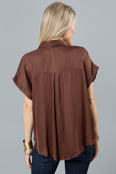 Silky SS Button Up, Cocoa