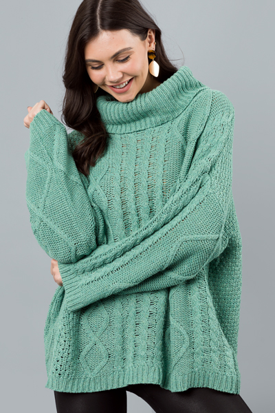 Laney Tunic Sweater, Mint