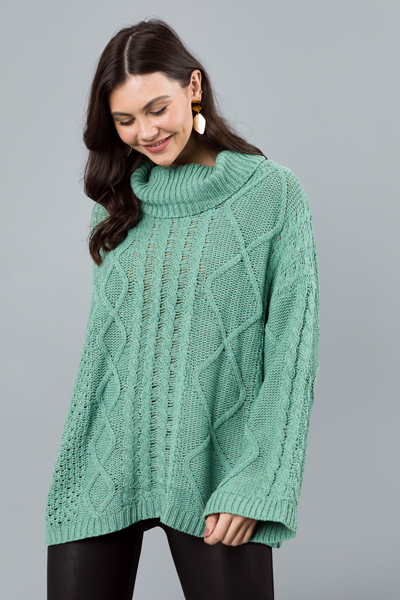 Laney Tunic Sweater, Mint