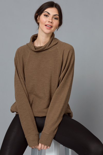 Banded Mock Pullover, Olive