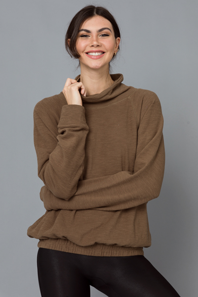 Banded Mock Pullover, Olive