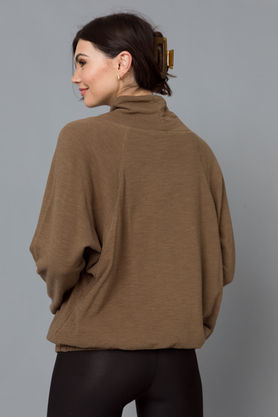 Banded Mock Pullover, Olive