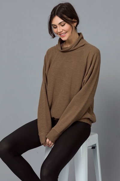 Banded Mock Pullover, Olive