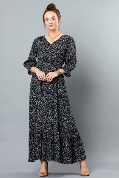 Bri Blooms Maxi, Black