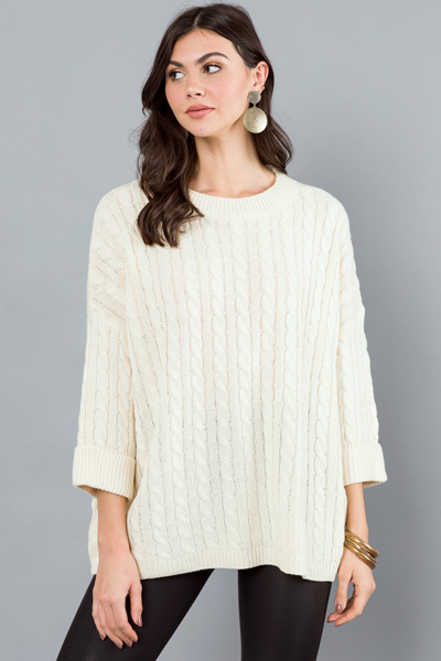 Jaycee Cable Sweater, Ivory