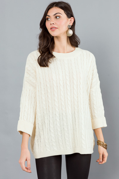 Jaycee Cable Sweater, Ivory