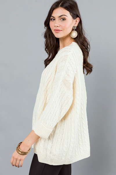 Jaycee Cable Sweater, Ivory