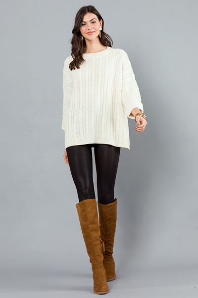 Jaycee Cable Sweater, Ivory