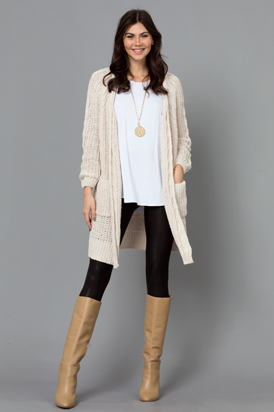 Live In Chunky Cardigan, Cream