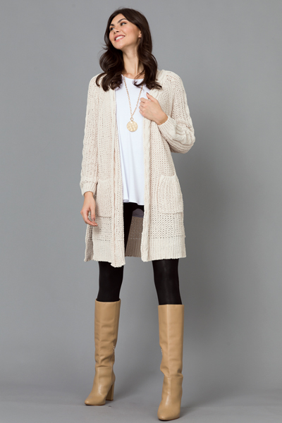 Live In Chunky Cardigan, Cream