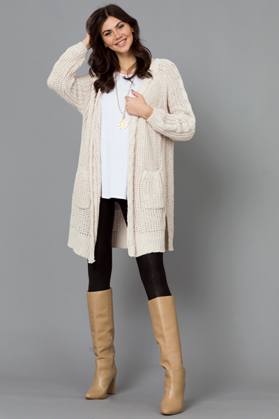 Live In Chunky Cardigan, Cream