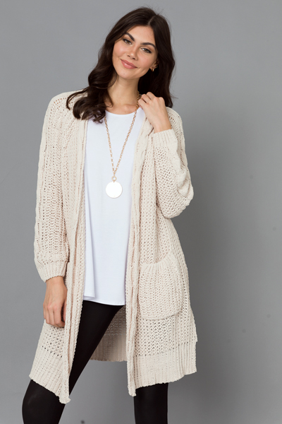 Live In Chunky Cardigan, Cream