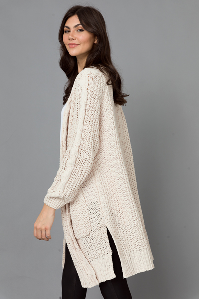 Live In Chunky Cardigan, Cream