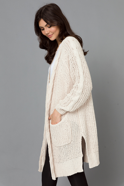 Live In Chunky Cardigan, Cream