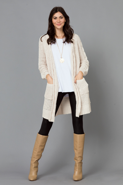 Live In Chunky Cardigan, Cream