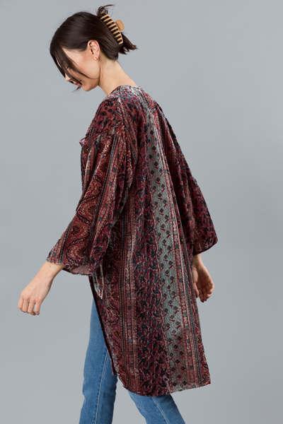 Bohemian Velvet Kimono, Burgundy