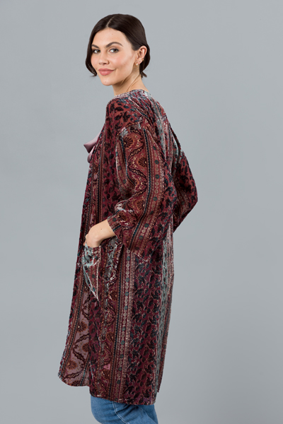 Bohemian Velvet Kimono, Burgundy