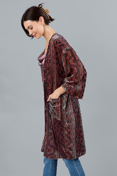 Bohemian Velvet Kimono, Burgundy