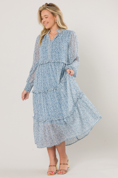 Dusty Blue Ditsy Maxi